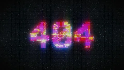 404 Error inscription on digital screen, glitch background. Pixel 404 text Stock Illustration