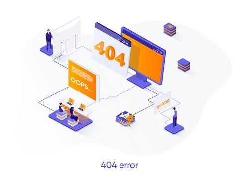 404 error isometric web banner. イラスト素材