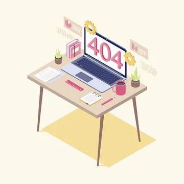 404 error on laptop display isometric illustration Stock Illustration