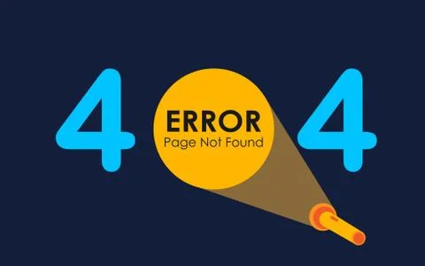 404 error with light of flashlight graphic on dark background Stock Illustration