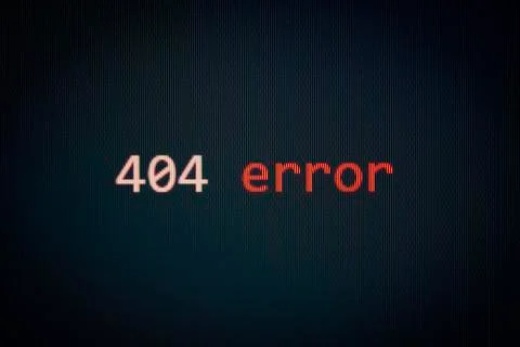 404 Error message on display screen black background data alert computer netw Stock-Fotos