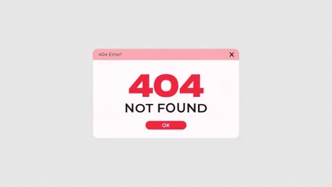 404 Error Message Pop-up Window on Screen on Transparent Background Stock Footage 347189531