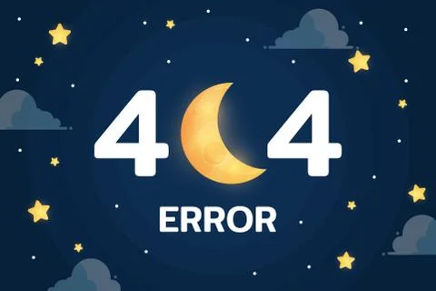 404 error with the moon ,cloud and stars vector on night sky background graph Illustrazione stock
