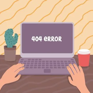 404 error not page found on computer vector illustration. Stock Illustration