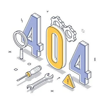 404 error notification in isometric line vector illustration with tools and.. Stockillustratie