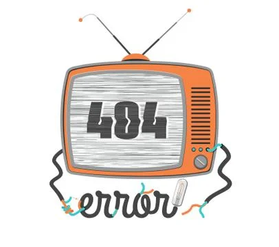 404 error, old funny tv with glitch screen, vector illustration Stock Illustration