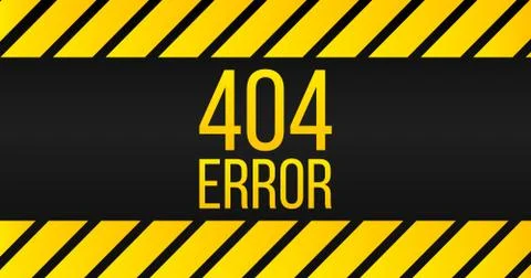 404 error page background yellow stripes on black. Vector illustration. Stock Illustration