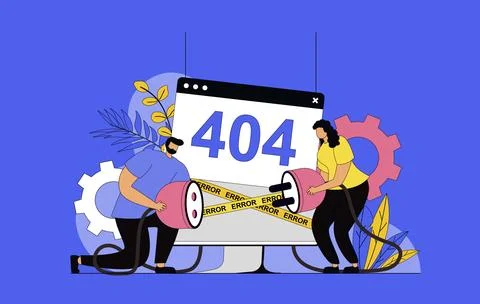 404 error page concept with modern flat design for web. Technical support sol Stock-Illustration