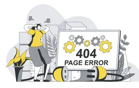 404 error page concept with outline people scene. Not working website at Illustrazione stock