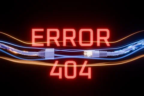 404 error page concept ("Page Not Found"). RJ45 internet plug disconnected. Page Stock Illustration