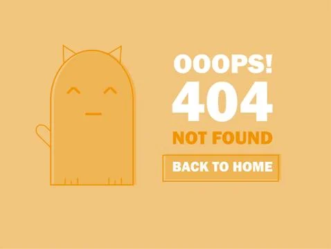 404 error page with cute cat and Warning message Oops Page Not Found 스톡 일러스트