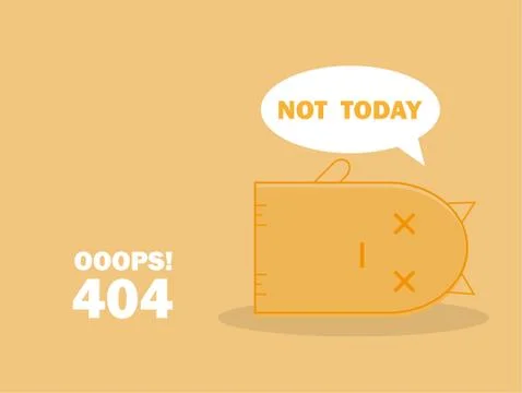 404 error page with cute cat and Warning message Oops Page Not Found Stockillustratie