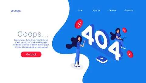 404 error page design concept. Laptop screen with error. Stock Illustration