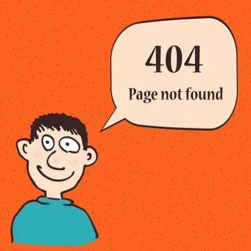 404 error page. Funny 404 error symbol with cartoon character of man. Stock Illustration