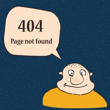 404 error page. Funny 404 error symbol with cartoon character of man. Stock Illustration