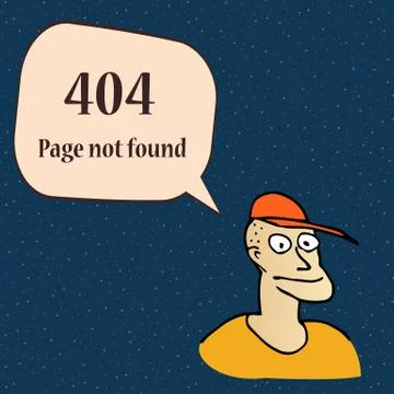 404 error page. Funny 404 error symbol with cartoon character of man. Stock Illustration