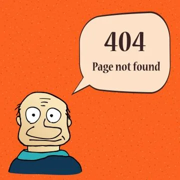 404 error page. Funny 404 error symbol with cartoon character of man. Stock Illustration