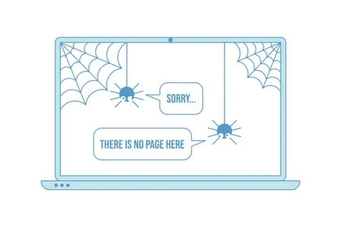 404 error page with funny spider inside laptop イラスト素材