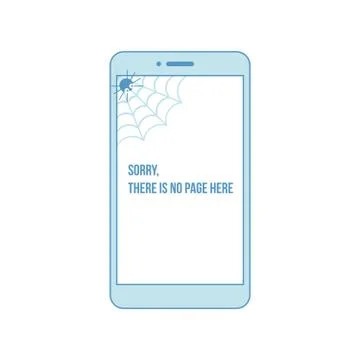 404 error page with funny spider inside phone Stock Illustration