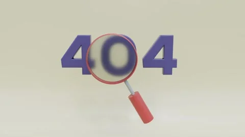 404 error Page Not Found Futuristic and magnifying, lens glass 3d animation.. Stock Footage 302988278