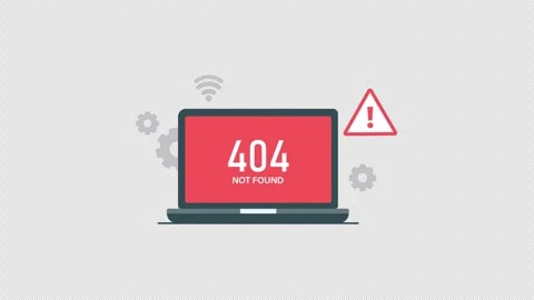 404 Error Page Not Found on Laptop Screen Concept Animation Video - Transparent Stock Footage 320222968