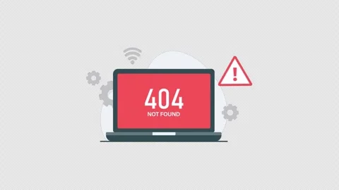 404 Error Page Not Found on Laptop Screen Concept Animation Video - Transparent Stock Footage 320222971