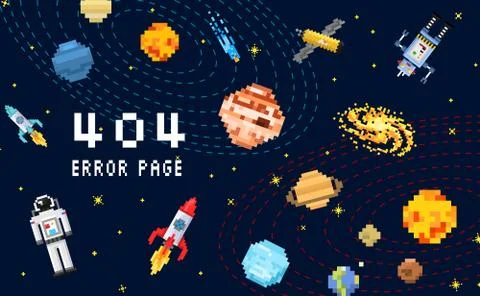 404 error page. not found. space background, spaceman, robot rocket and Stock Illustration