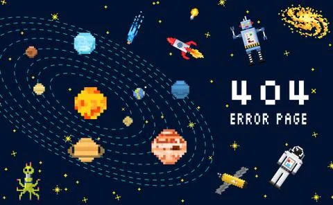 404 error page. not found. space background, spaceman, robot rocket and イラスト素材