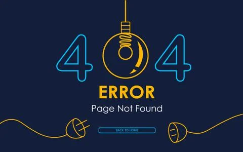 404  error page not found vector lamp graphic Illustrazione stock