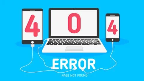404  error page not found  flat vector Stock Illustration