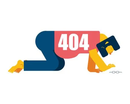 404 error page not found. Man all fours Search glasses. Vector illustration Stockillustratie