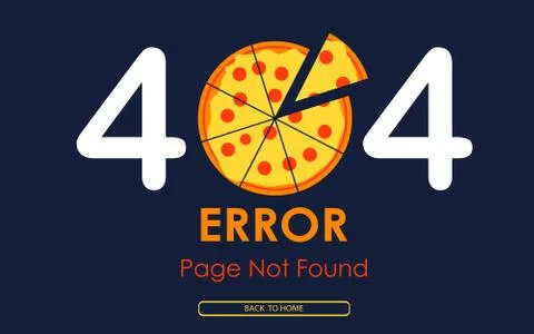 404  error page not found vector pizza graphic background Stock Illustration
