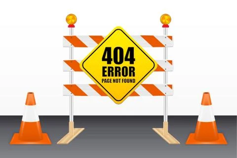 404 error page not found on road block tools Stock Illustration