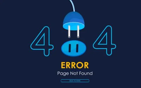 404  error page not found vector  plug graphic background Stock Illustration