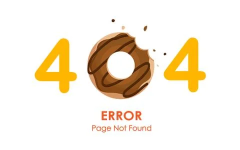 404  error page not found vector with donut graphic Stock Illustration
