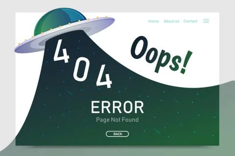 404  error page not found vector with UFO graphic  design template for websit Illustrazione stock