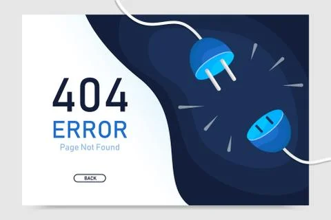 404  error page not found vector with plug graphic  design template for websi Stock Illustration