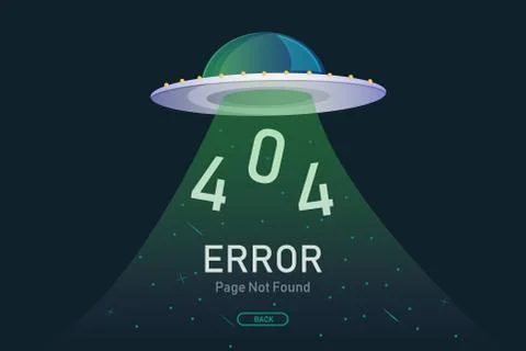 404  error page not found vector with UFO graphic  design template for websit Stock Illustration