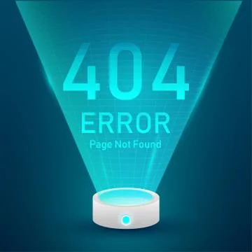 404  error page not found vector with hologram graphic  design template for w Stock-Illustration