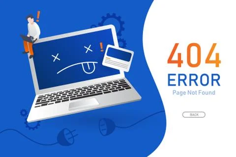 404  error page not found vector with computer or notebook graphic  design te Stock Illustration