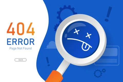 404  error page not found vector with magnifying glass graphic  design templa Stock Illustration