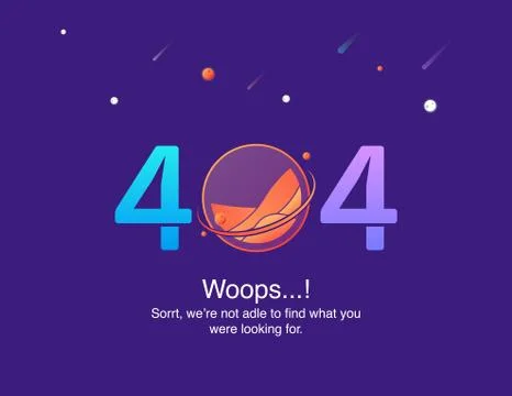 404 error page not found isolated in on a cosmic background Stockillustratie