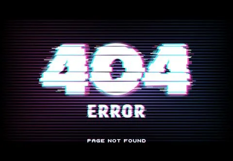 404 error, page not found in glitch effect style Illustrazione stock