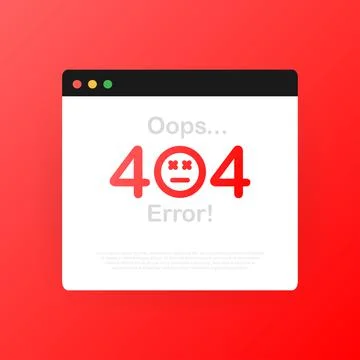 404 error page not found isolated in red background. Vector illustration. Stock Illustration