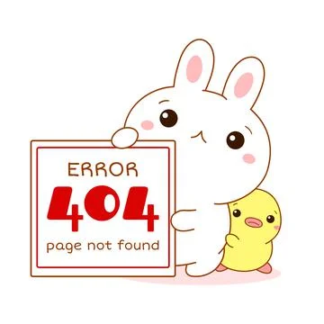 404 error Page not found. Sad kawaii bunny and duckling with Error message Stock-Illustration