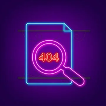404 error page not found neon sign. Vector stock illustration. Illustrazione stock