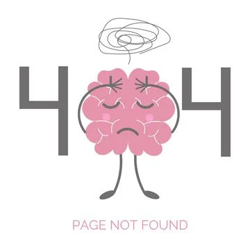 404 error page not found. Concept for website with brain in stress. Flat vector Stock Illustration