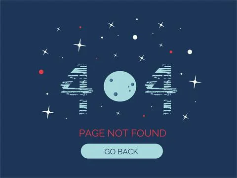 404 error page not found. Concept for website with texture numbers, moon and Stock Illustration
