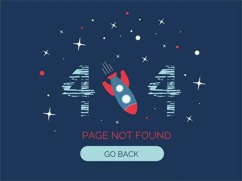 404 error page not found. Concept for website with texture numbers, rocket and Stock Illustration