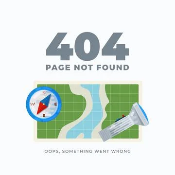 404 error page not found illustration for websites under construction. With map Stock Illustration